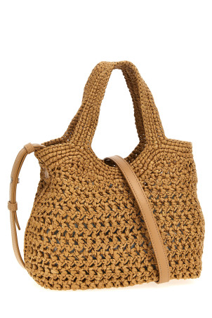 Small raffia shopping bag Beige