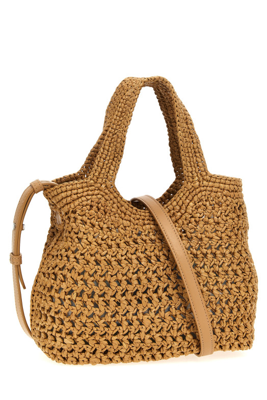 Small raffia shopping bag Beige