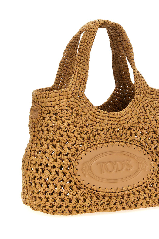 Small raffia shopping bag Beige