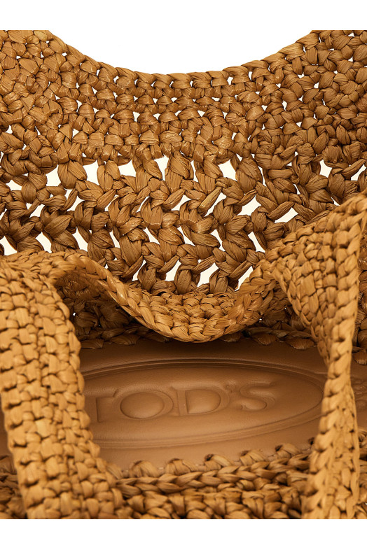 Small raffia shopping bag Beige
