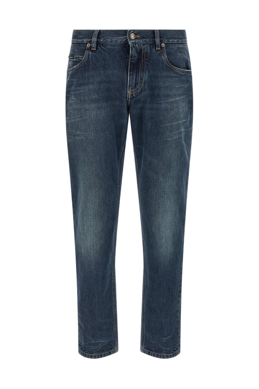 Logo embroidery jeans Blue