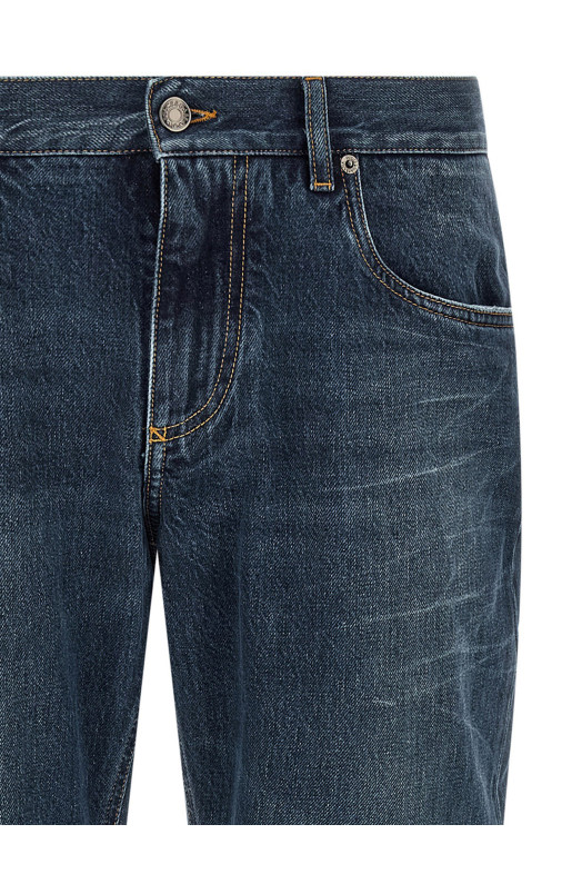 Logo embroidery jeans Blue