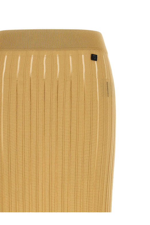 Fringed skirt Beige