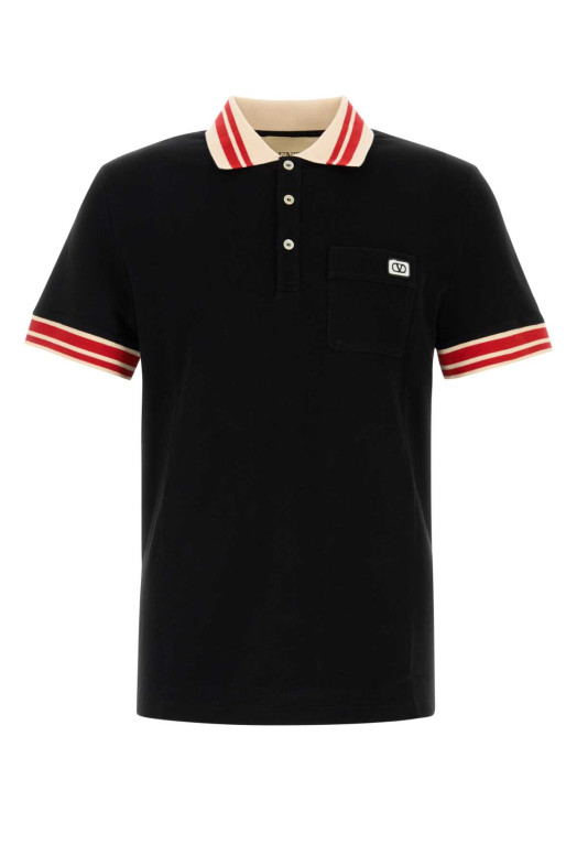 Black piquet polo shirt Black VALENTINO GARAVANI (7V3MH01KB19)