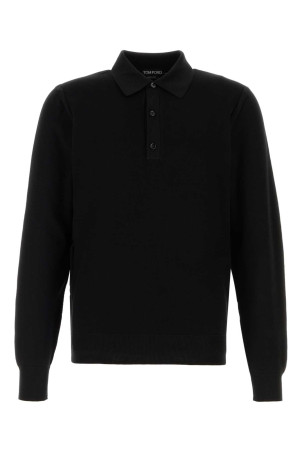 Black silk blend polo shirt TOM FORD (KPL049YMS142)