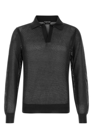Black mesh polo shirt TOM FORD (KPL054YMC046)