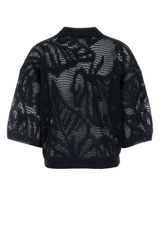 Midnight blue crochet polo shirt BRUNELLO CUCINELLI (MDT771005)