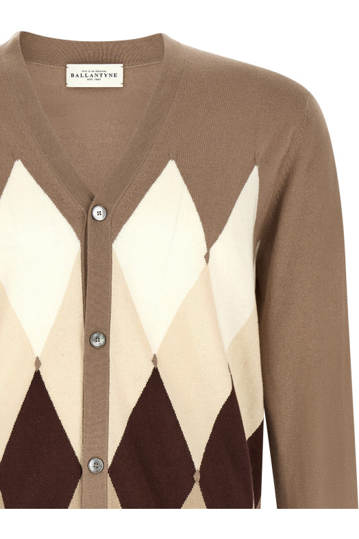Cardigan Argyle Brown