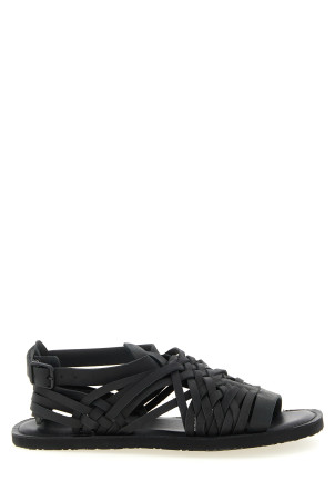 Braided leather sandals Black