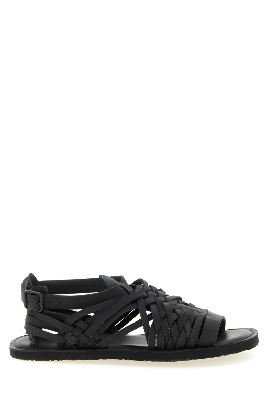 Braided leather sandals Black