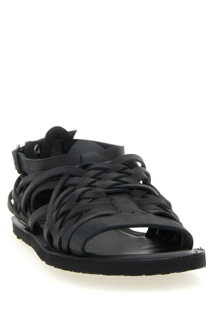 Braided leather sandals Black