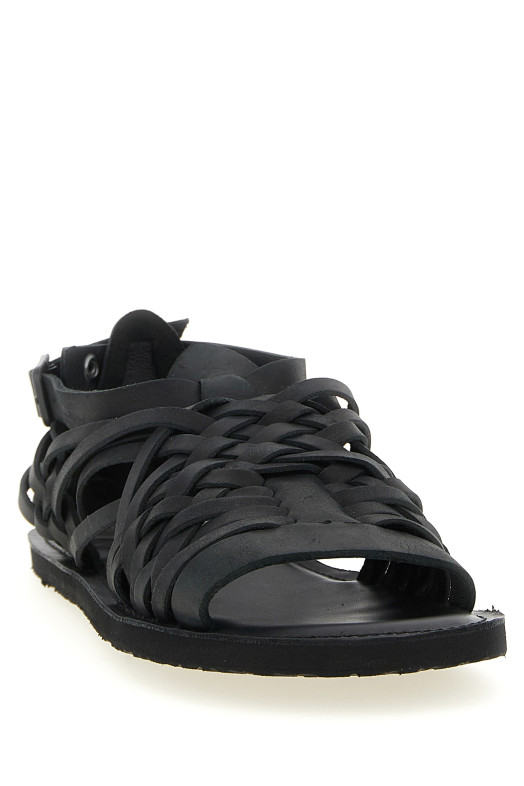 Braided leather sandals Black