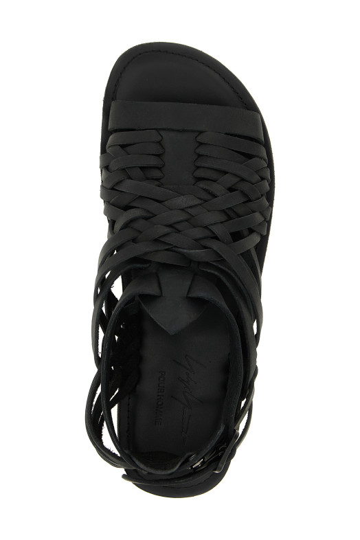 Braided leather sandals Black