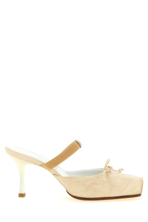 Square toe mules Beige