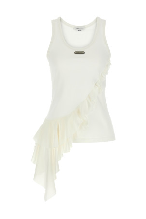 Silk ruffle tank top White