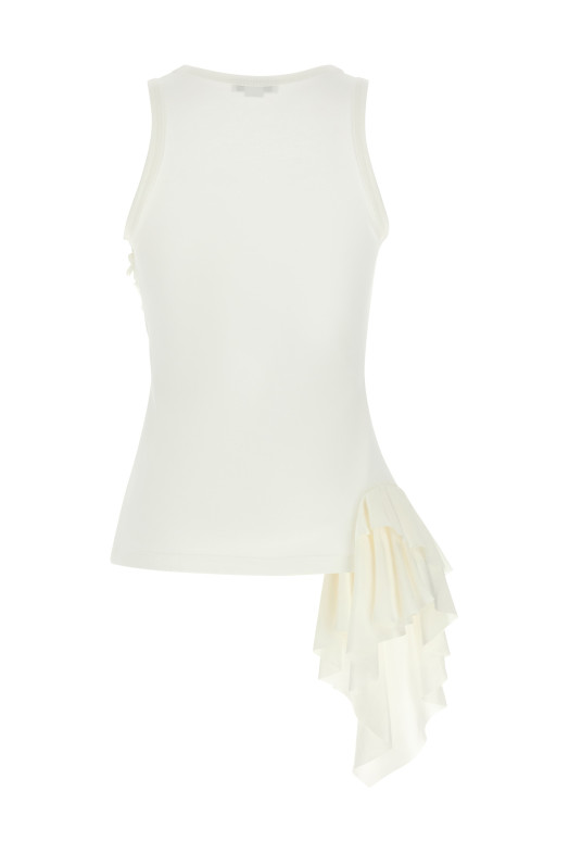 Silk ruffle tank top White