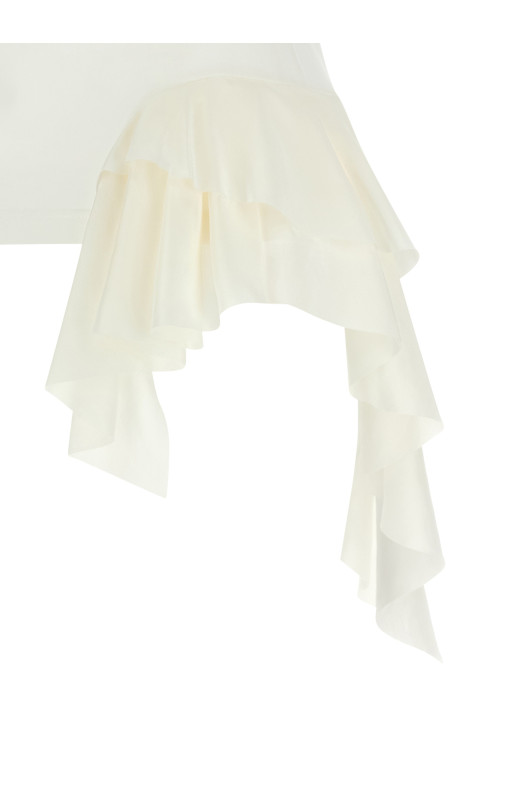 Silk ruffle tank top White