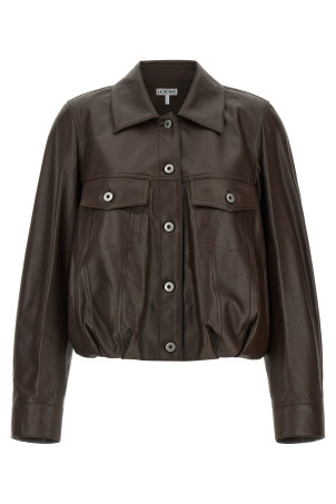 Balloon cropped jacket Brown