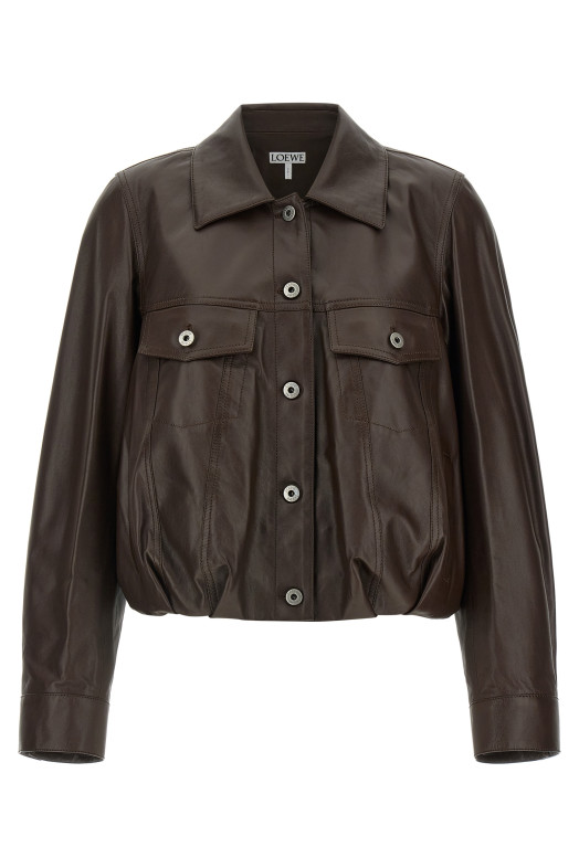 Balloon cropped jacket Brown
