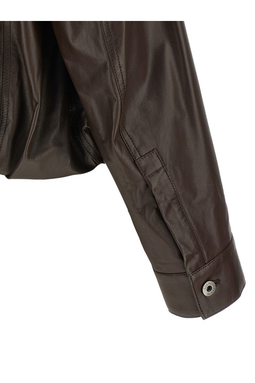 Balloon cropped jacket Brown