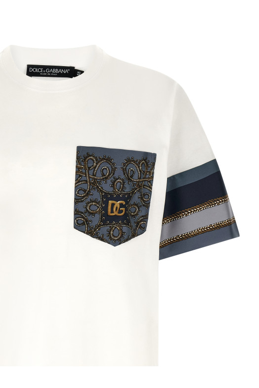 'Cargo' silk insert t-shirt White