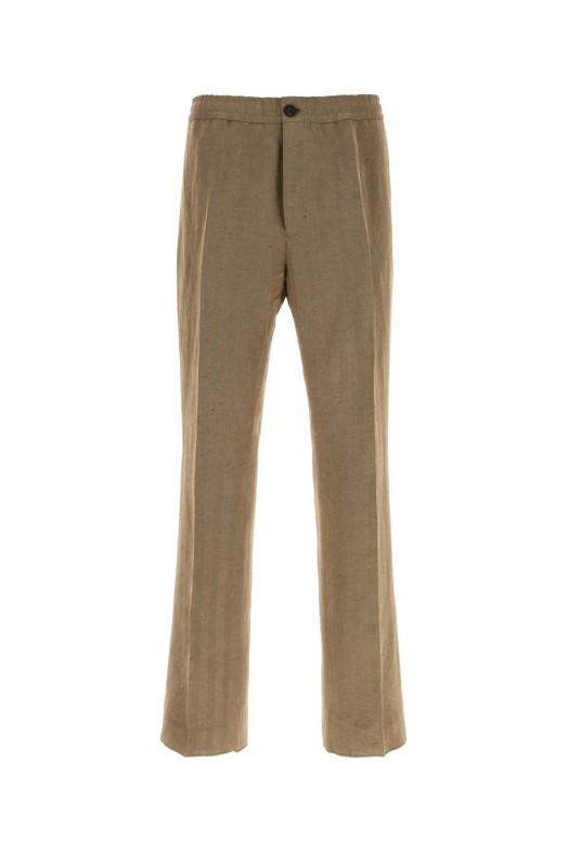 Cappuccino linen blend pant SALVATORE FERRAGAMO (144746793679)