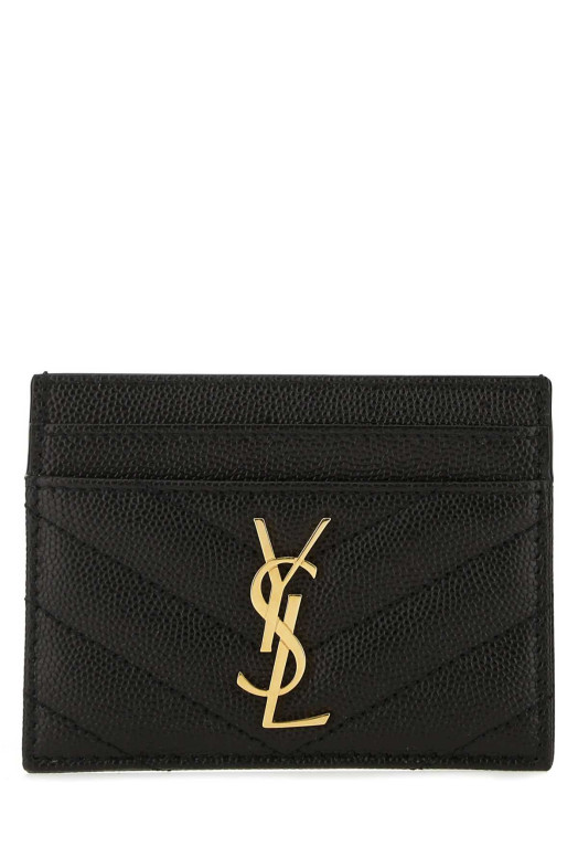 Black leather card holder Black SAINT LAURENT (423291BOW01)
