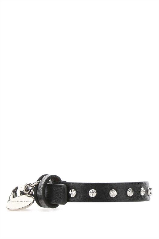 Black leather bracelet Black ALEXANDER MCQUEEN (5544671AC9Y)