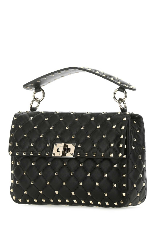 Black nappa leather medium Rockstud Spike handbag Black VALENTINO GARAVANI (8W2B0122NAP)