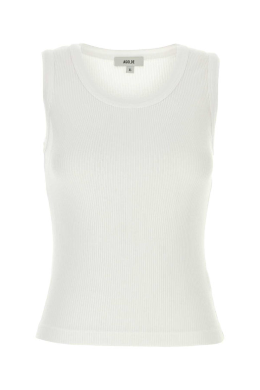 White stretch cotton blend tank top AGOLDE (A73681260)