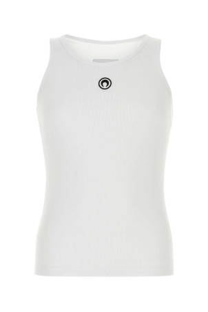 White stretch cotton tank top MARINE SERRE (MTT081ACJER0011)