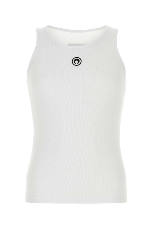 White stretch cotton tank top MARINE SERRE (MTT081ACJER0011)