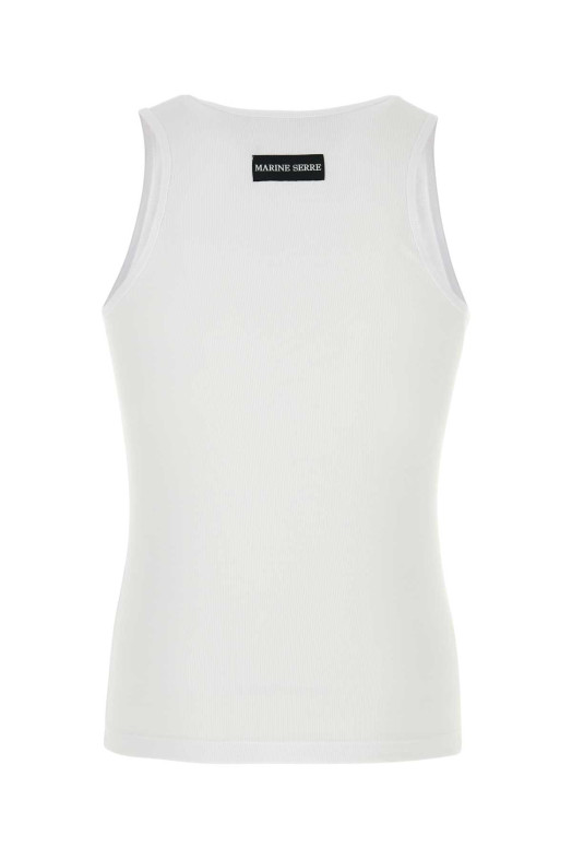 White stretch cotton tank top MARINE SERRE (MTT081ACJER0011)