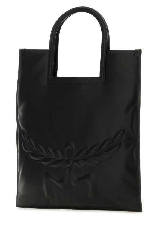 Black nappa leather Aren shopping bag Black and white MCM (MWTESTA03)