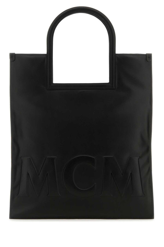 Black nappa leather Aren shopping bag Black and white MCM (MWTESTA03)