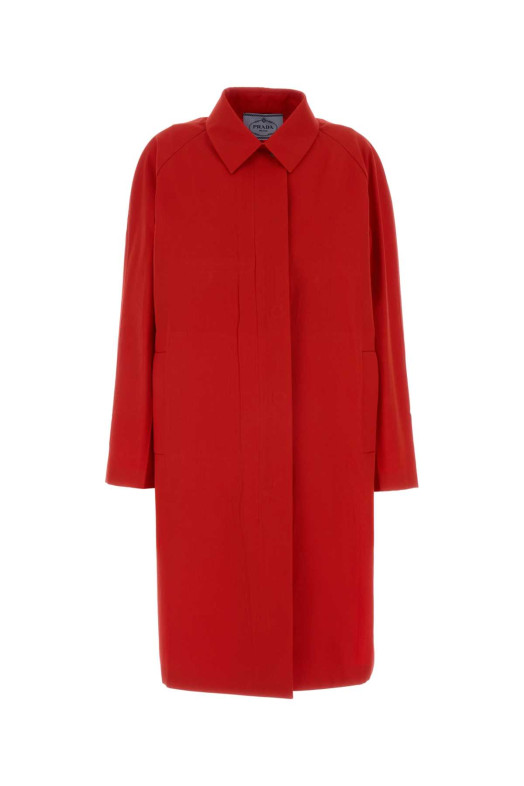 Red gabardine overcoat PRADA (P603TGSOOO184A)