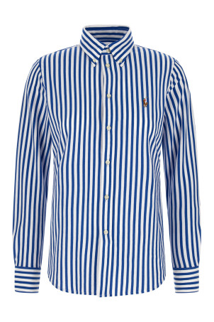 Oxford knit striped shirt Blue