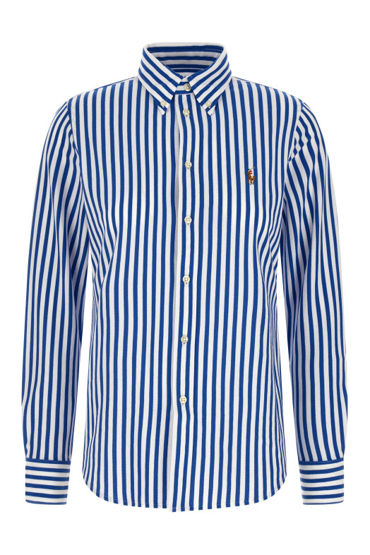 Oxford knit striped shirt Blue