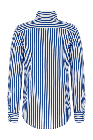 Oxford knit striped shirt Blue