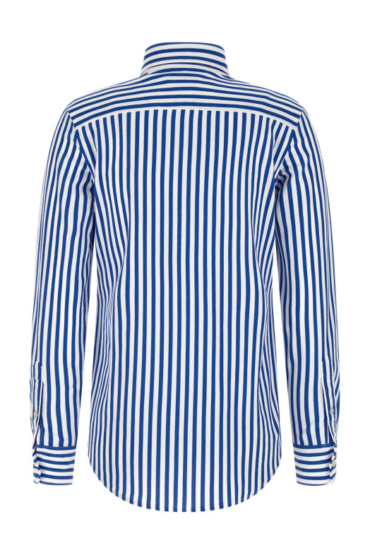 Oxford knit striped shirt Blue