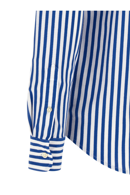 Oxford knit striped shirt Blue