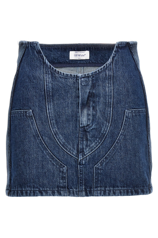 Мини-юбка для мотоциклисток Синяя OFF-WHITE (OWYF019S23DEN00145004500)