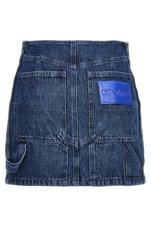 Мини-юбка для мотоциклисток Синяя OFF-WHITE (OWYF019S23DEN00145004500)