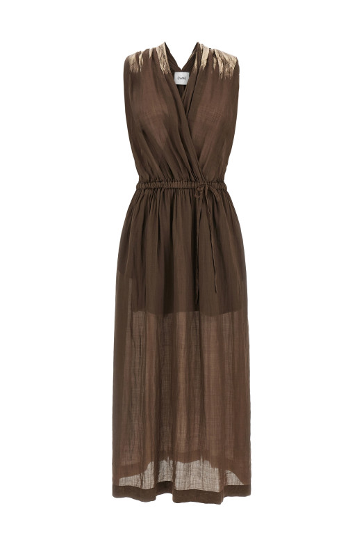 Linen blend dress Brown