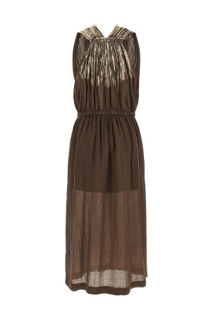 Linen blend dress Brown