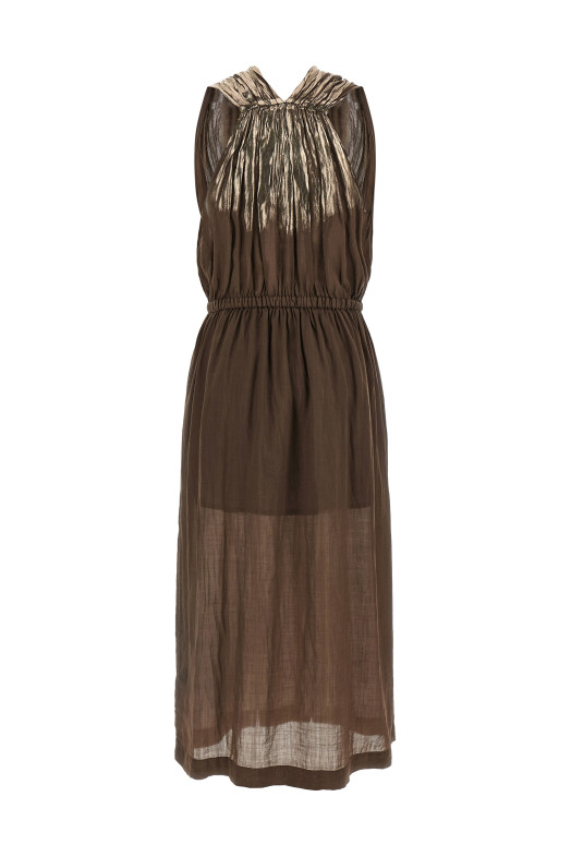 Linen blend dress Brown
