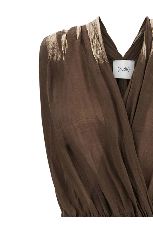 Linen blend dress Brown