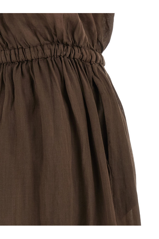 Linen blend dress Brown