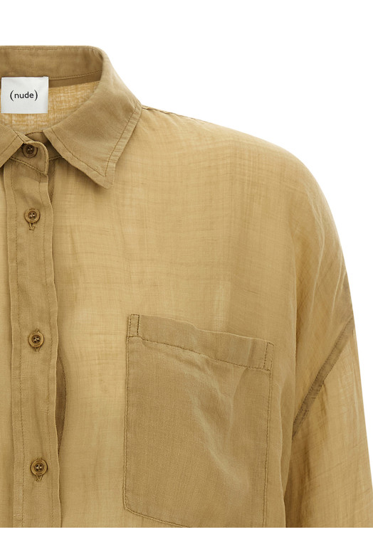 Linen blend shirt Brown