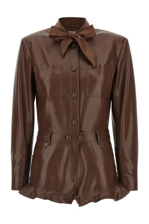 Leather effect jumpsuit Brown